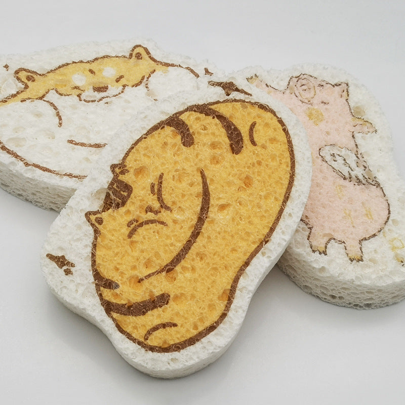圧縮木材パルプスポンジ拭き布、かわいい漫画両面クリーニングスポンジ キッチンスポンジ、強力な洗浄力圧縮セルローススポンジ、圧縮フェイシャルスポンジ、フェイシャルクレンジングスポンジ