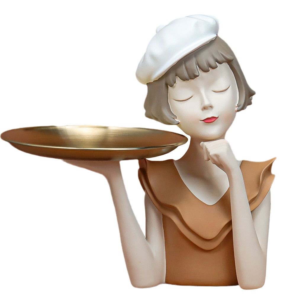 手作りのバルーンガールトレイ レジン製 フィギュリン