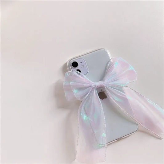 iPhoneケース iPhone全機種 ビッグリボン クリア 透明 シンプル ガーリー 可愛い ラブリー